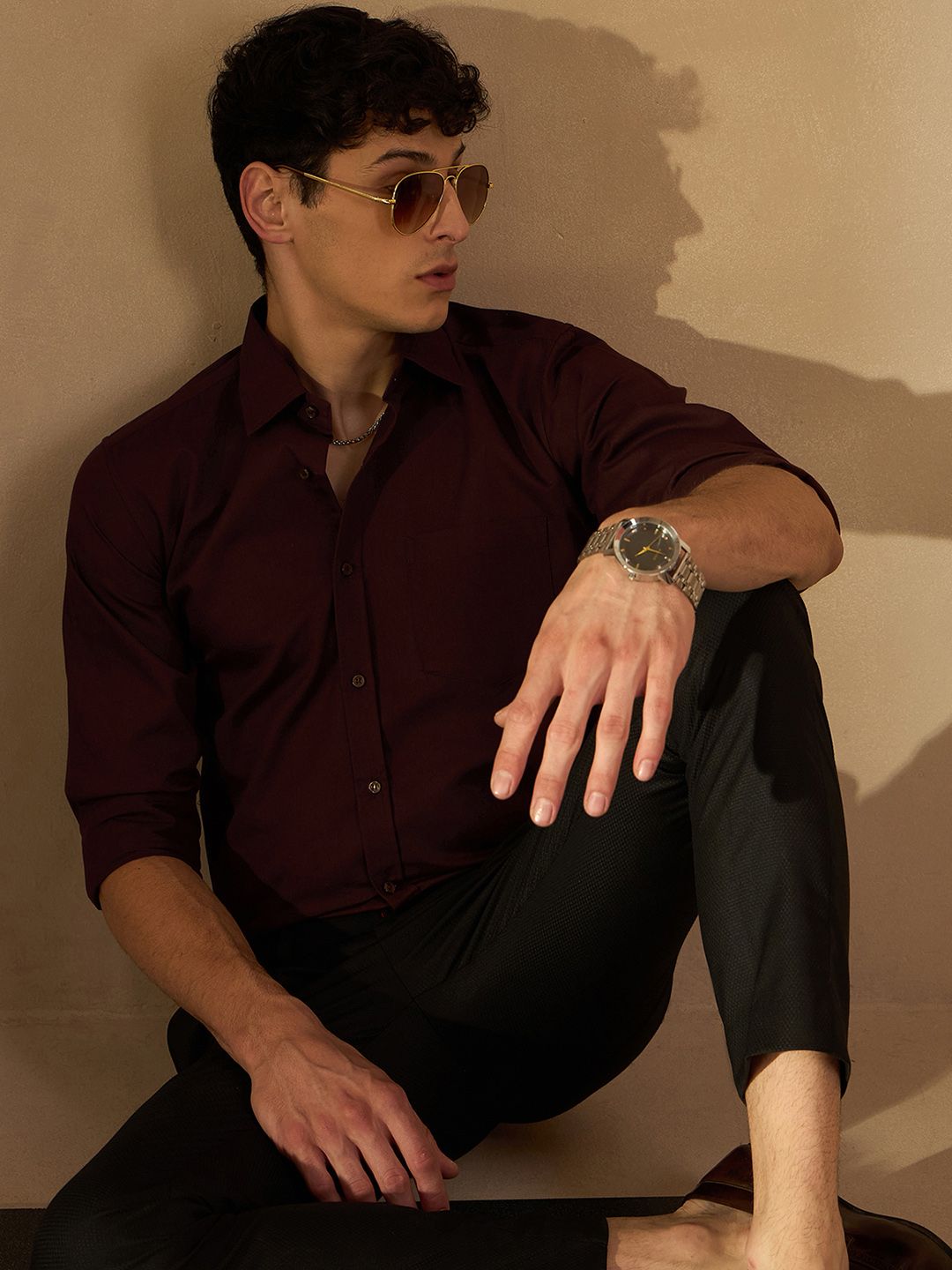 DENNISON Men Brown Formal Shirt