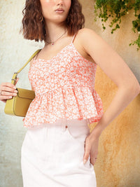 DressBerry Floral Frenzy Strappy Peplum Top