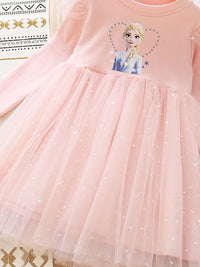 YK Girls Cartoon Characters Printed Fit & Flare Knee Length Dress