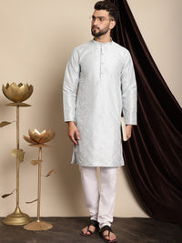 Anouk Geometric Embroidered Band Collar Thread Work Detail Straight Kurta with Churidar