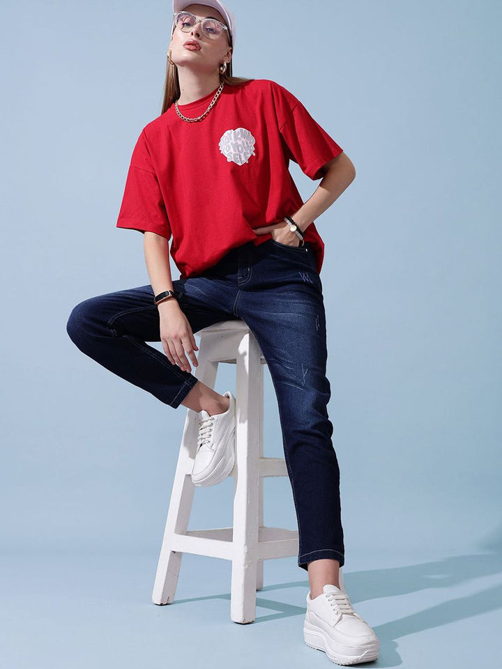 STREET 9 Women Comfort Slim Fit Low Distress Light Fade Jeans