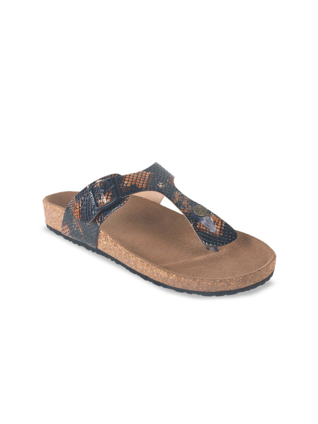 Metro Women Textured Tassels Open Toe Flats