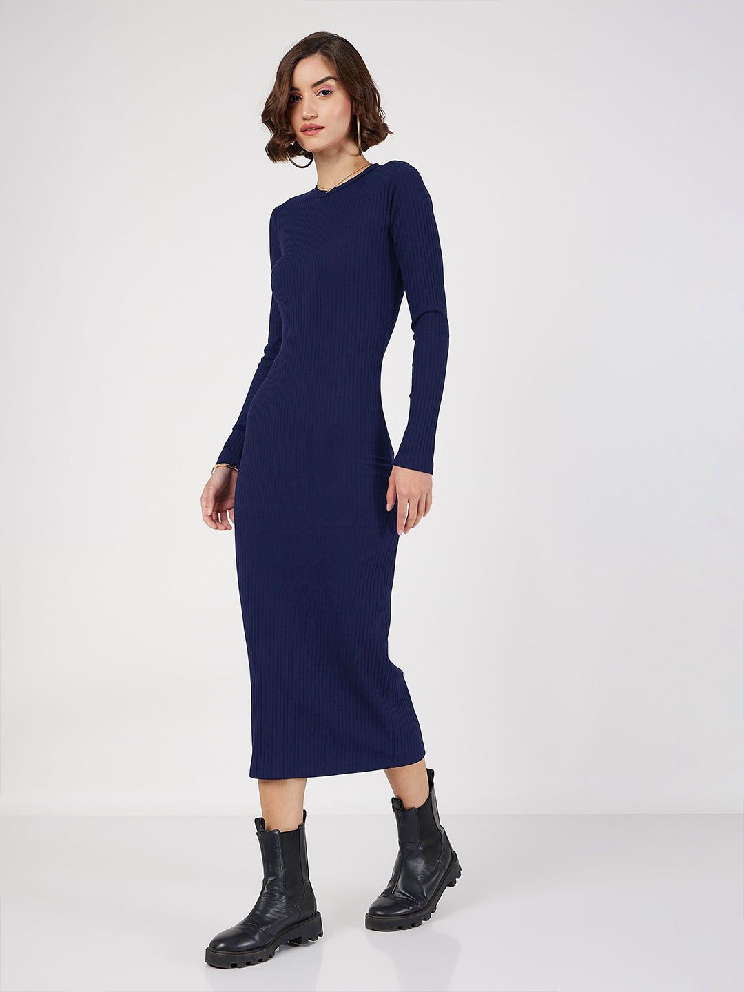 SASSAFRAS Women Long Sleeves Bodycon Midi Dress