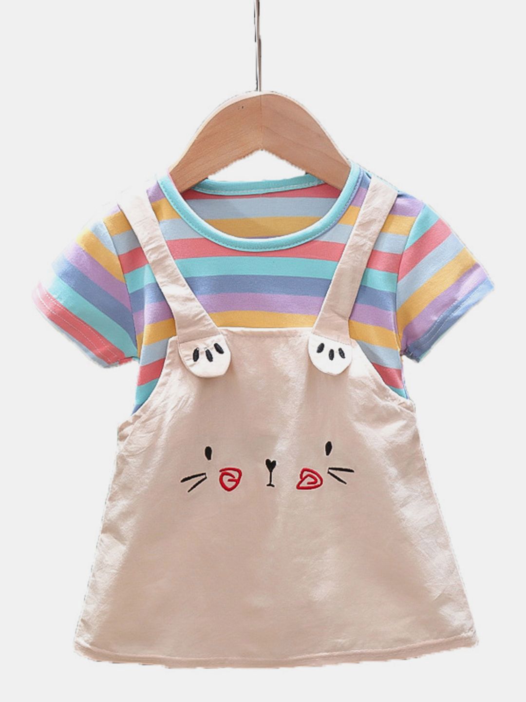 YK Colourblocked Cotton Pinafore Dress