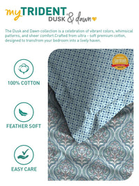 MYTRIDENT Anna Sea Green Dusk & Dawn Flat 144TC Queen Cotton Bedsheet Set