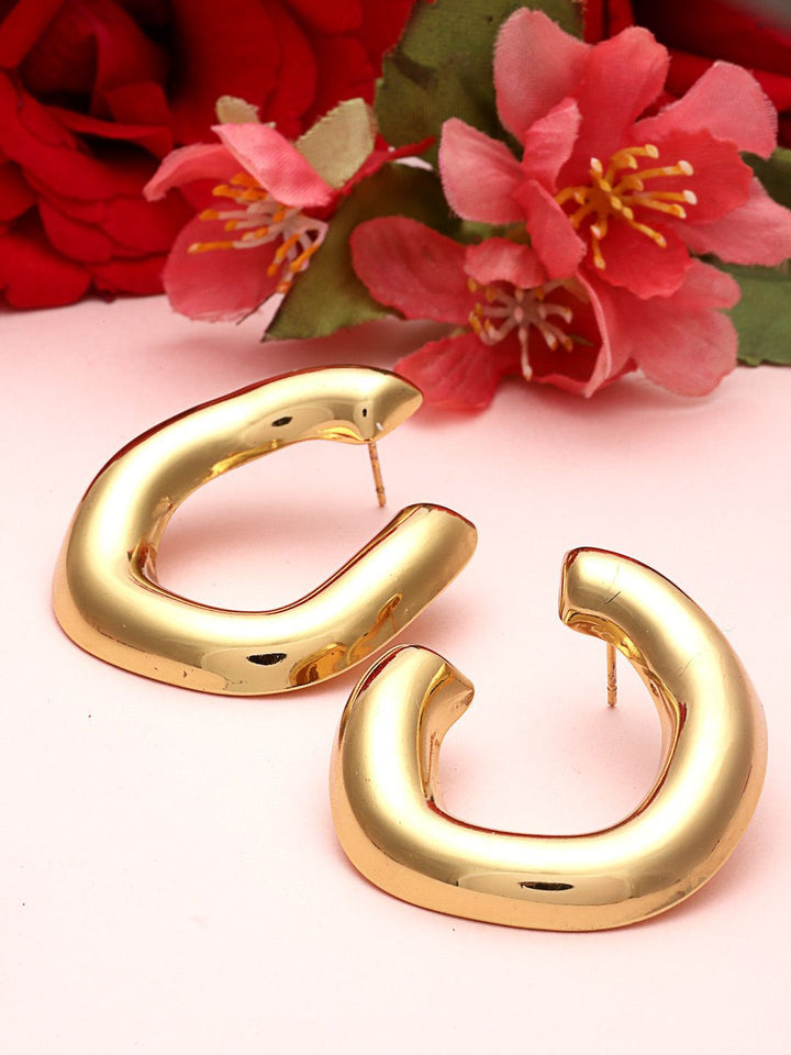 PANASH Gold-Plated Contemporary Half Hoop Earrings