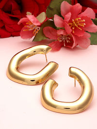 PANASH Gold-Plated Contemporary Half Hoop Earrings