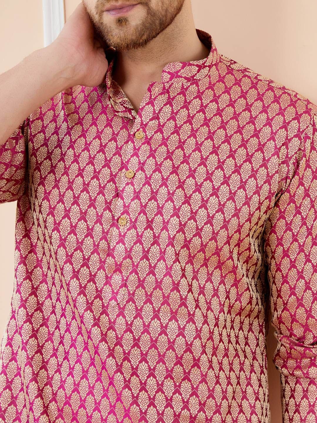 See Designs Ethnic Motifs Woven Design Long Sleeves Regular Straight Kurta & Pyjama