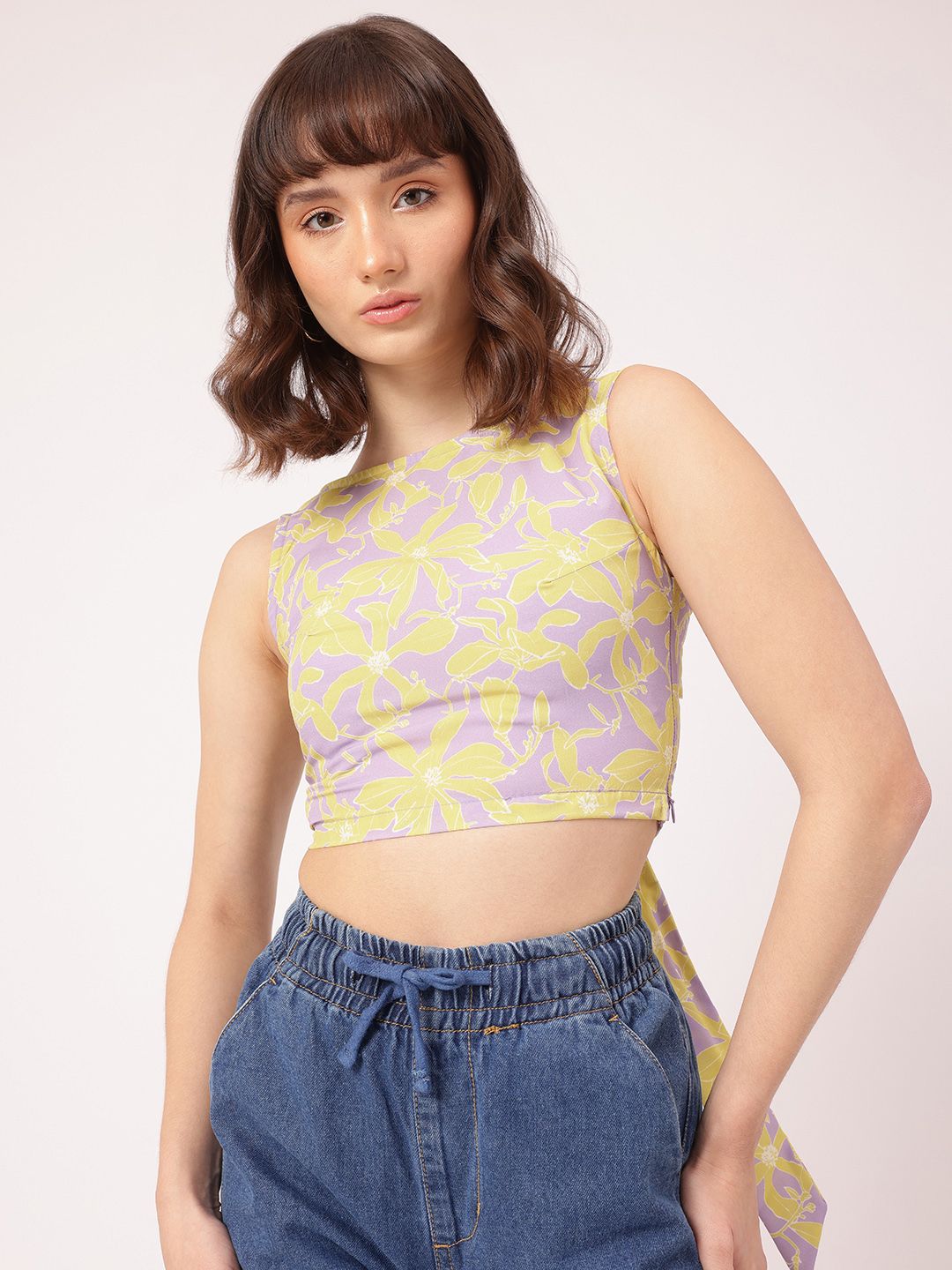 DressBerry Bow Chic Floral Print Crop Top