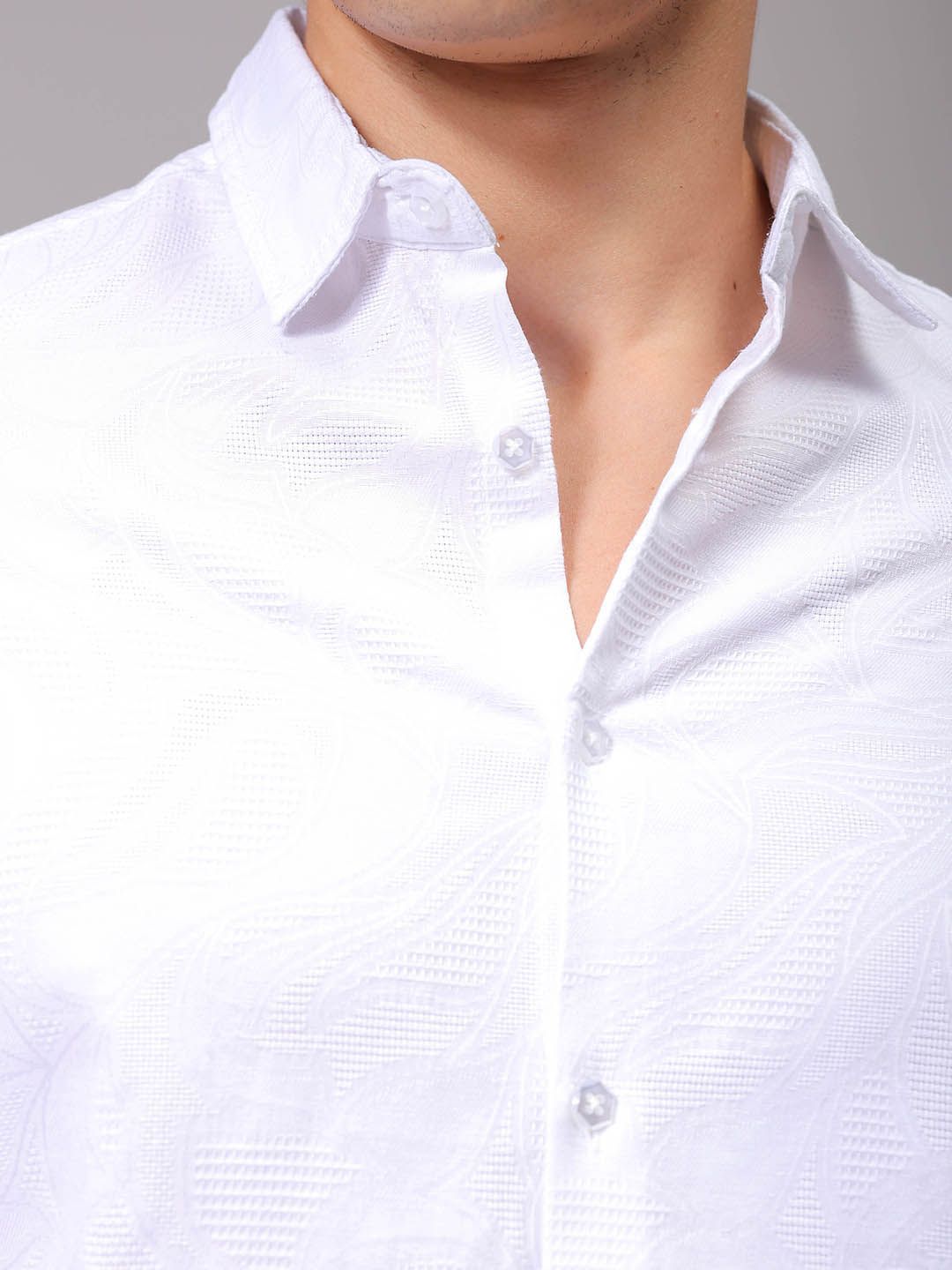 The Indian Garage Co Men Spread Collar Textured Cotton Slim Fit Formal Shirt