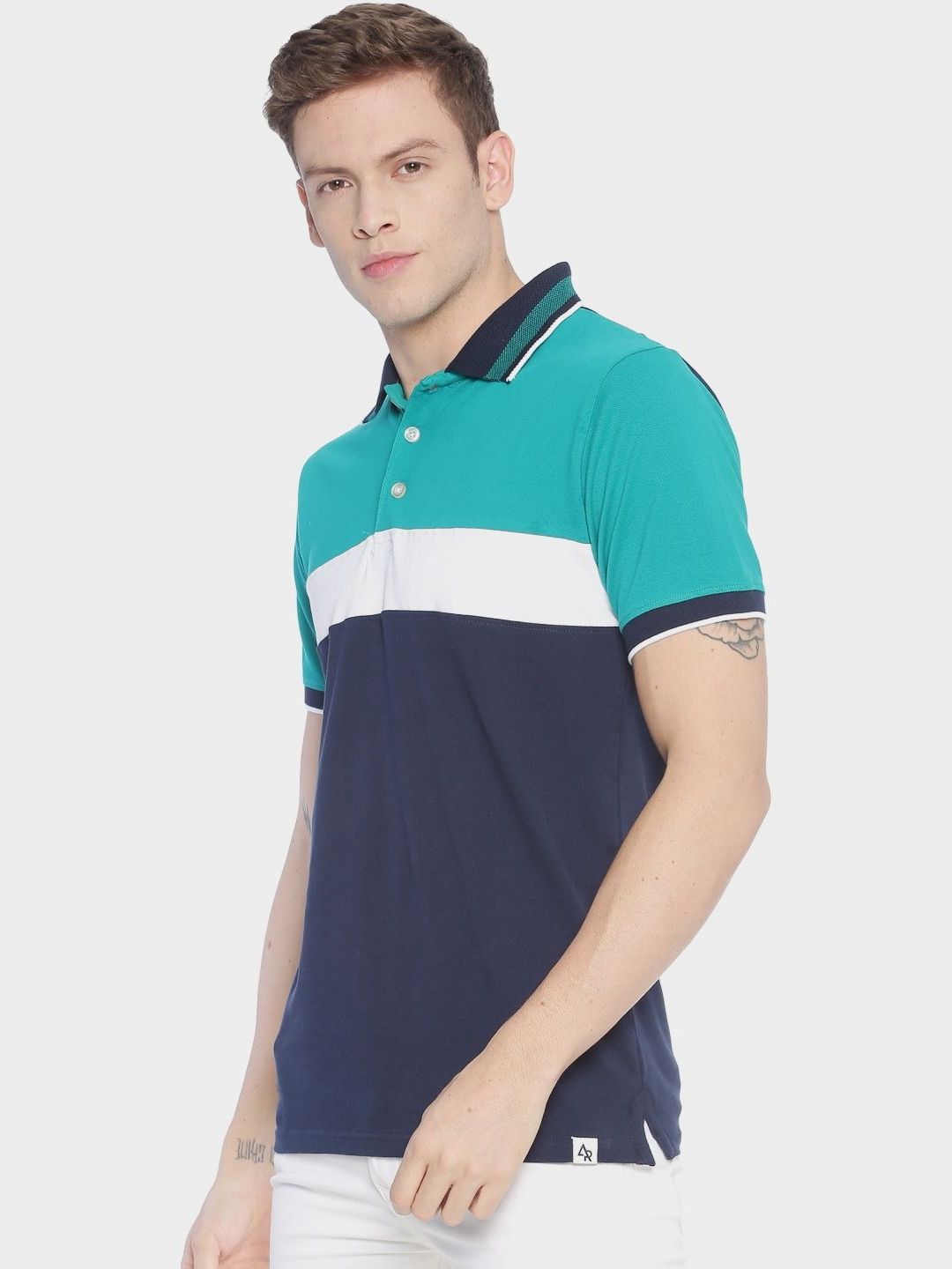 ADRO Men Colourblocked Polo Collar T-shirt