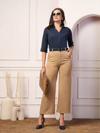 Style Quotient Women Smart Spread Collar Solid Formal Shirt