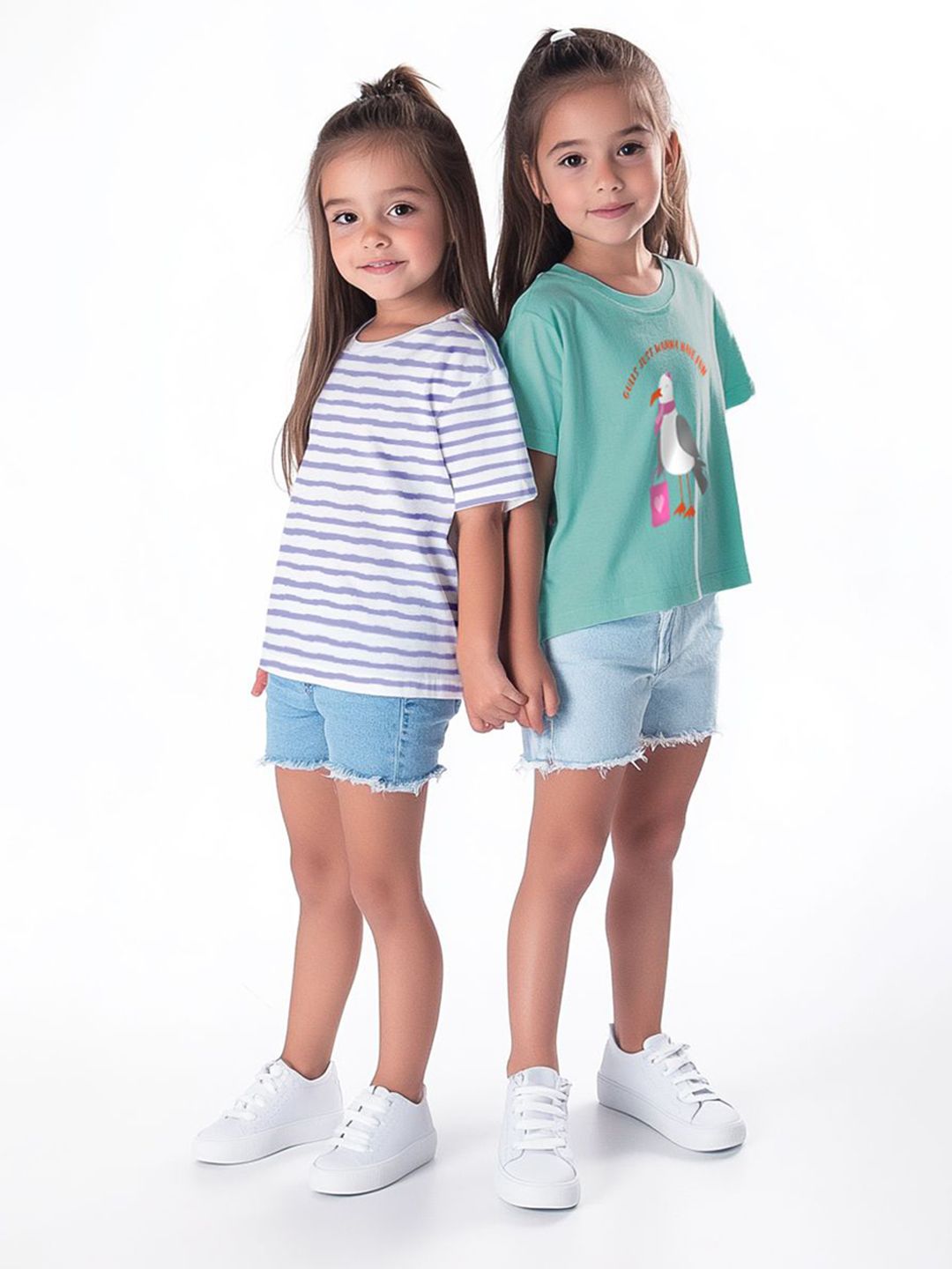 Nauti Nati Girls Pack Of 2 Printed Bio Finish Cotton T-shirts