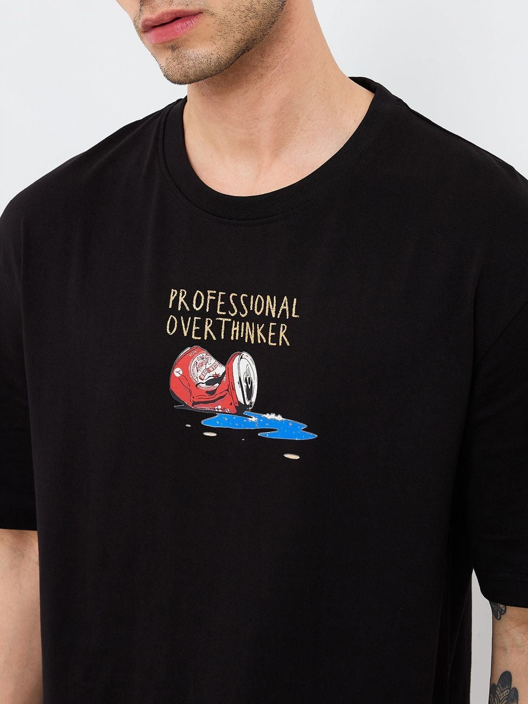 SPYKAR Men Typography Printed Round Neck Cotton Relaxed Fit T-shirt