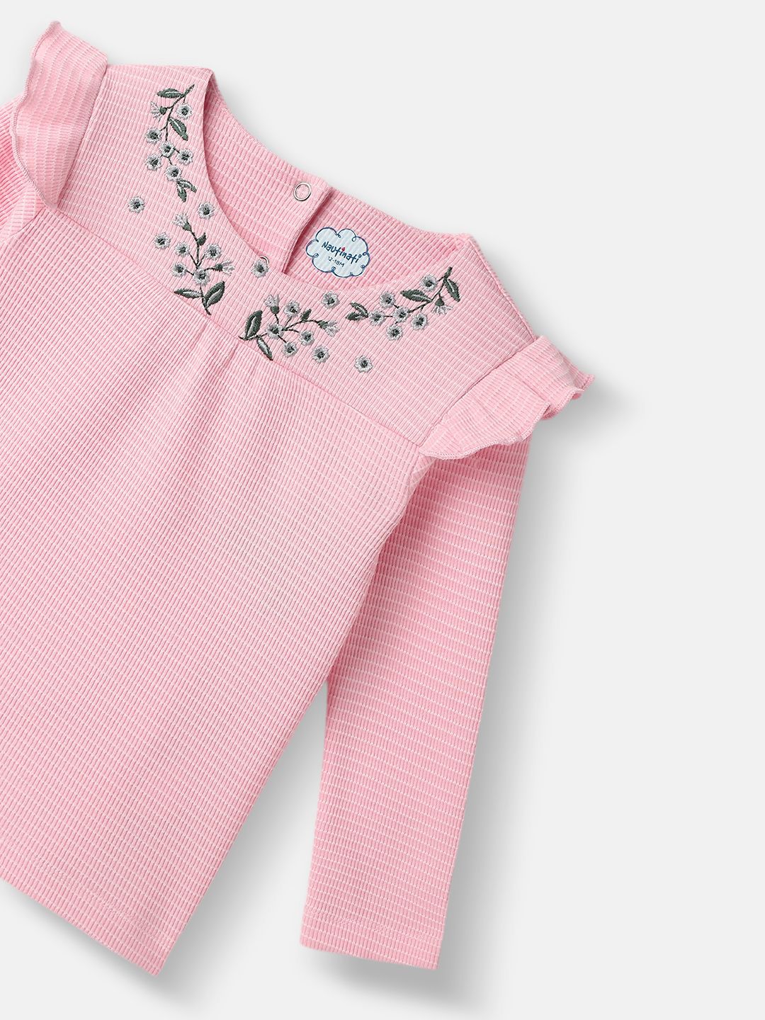 Nauti Nati Girls Embroidered Pure Cotton Top With Trousers