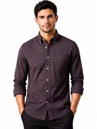 ADRO Men Standard Micro Checks Baju Kasual Berpetak