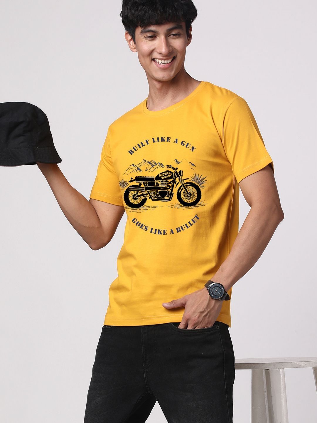 ADRO Men Graphic Printed Round Neck Cotton T-shirt