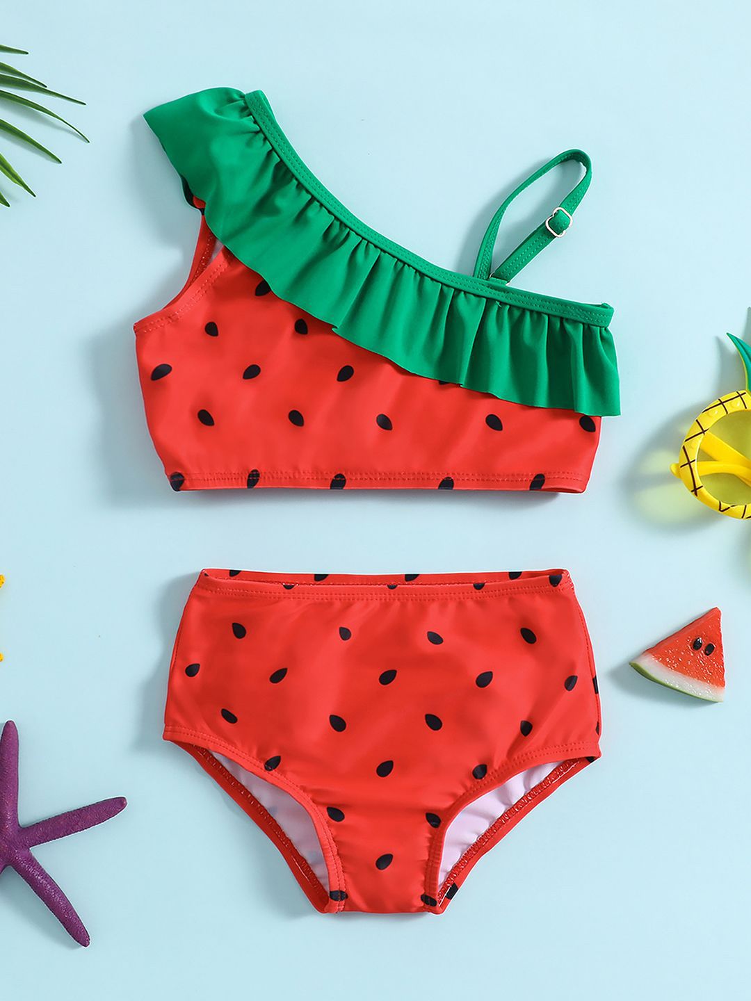 YK Infant Girls Printed Top & Briefs Swim Set