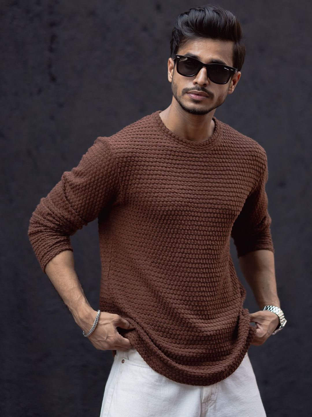 Powerlook Men Solid Round Neck Cotton T-shirt