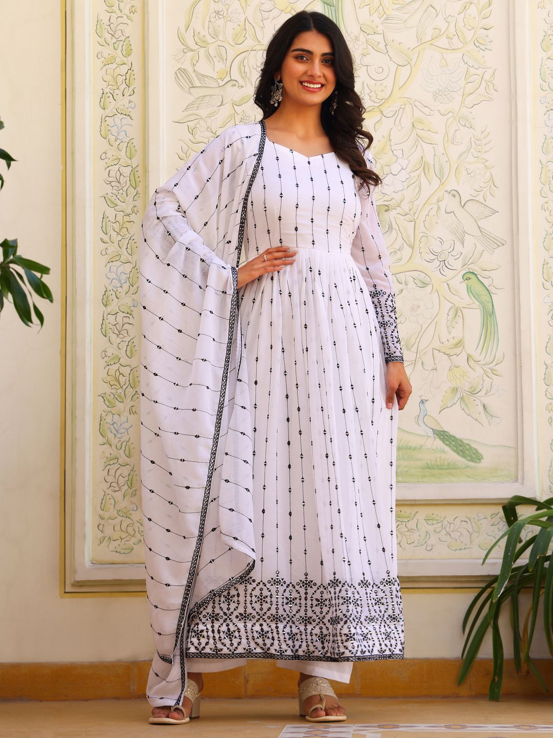 KALINI Women Embroidered Regular Thread Work Kurta with Salwar & With Dupatta
