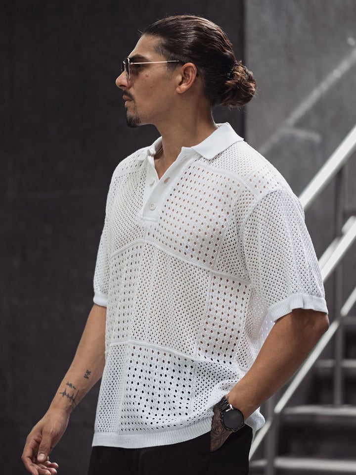 Powerlook Men Polo Collar Drop-Shoulder Sleeves T-shirt