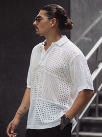 Powerlook Men Polo Collar Drop-Shoulder Sleeves T-shirt