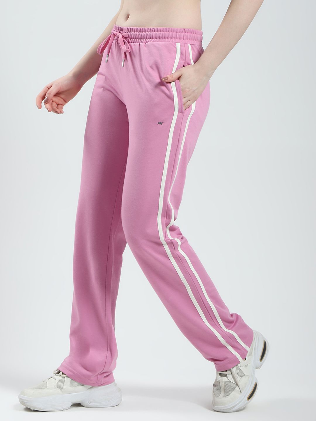 Monte Carlo Women Mid-Rise Regular Fit Track Pants with Side Stripes
