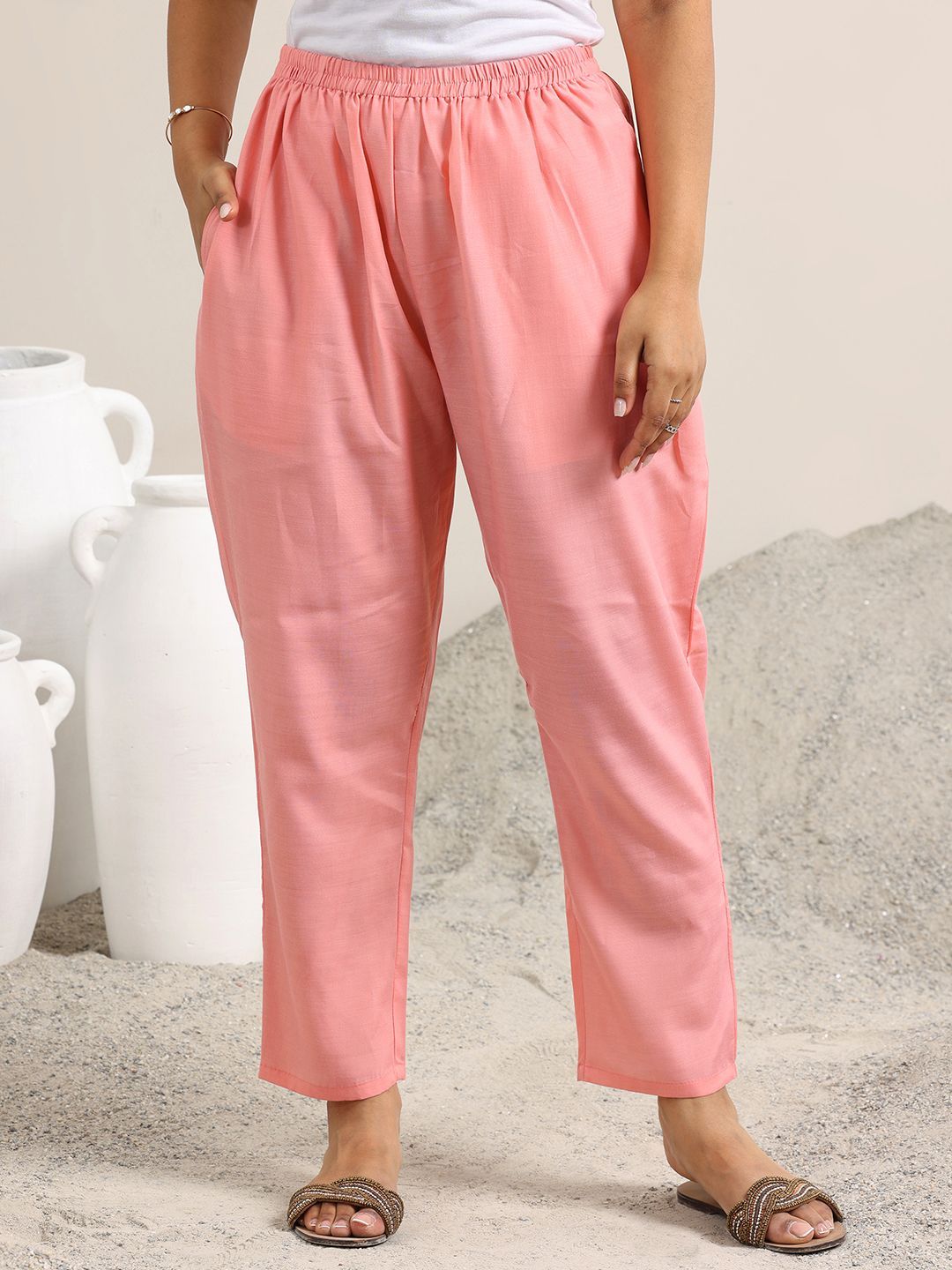 Libas Floral Woven Design Round Neck Regular Straight Kurta With Trousers & Dupatta