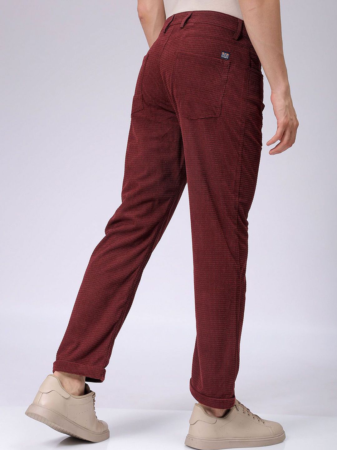 The Indian Garage Co Men Self Design Straight Fit Chinos Trousers