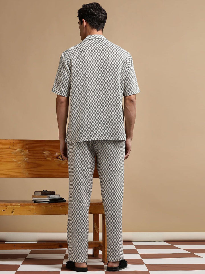 Eszett Checked Pure Cotton Shirt Collar With Trousers Co-Ord Set