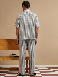 Eszett Checked Pure Cotton Shirt Collar With Trousers Co-Ord Set