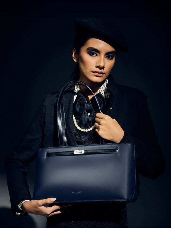 Lino Perros Colourblocked Structured Shoulder Bag with Applique