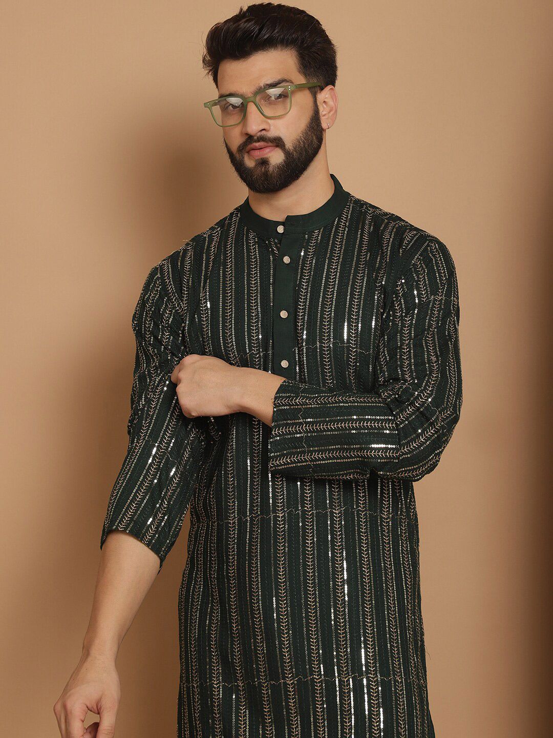 Anouk Embroidered Regular Thread Work Pure Cotton Kurta with Churidar