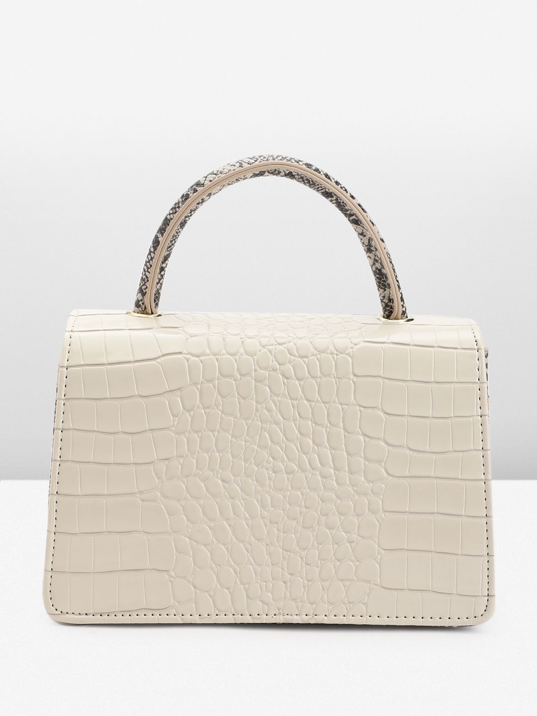 DressBerry Snake Skin Textured Colourblocked Satchel