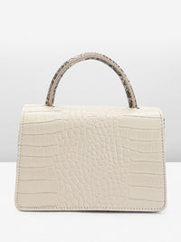 DressBerry Snake Skin Textured Colourblocked Satchel