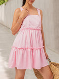 DressBerry Millennial Pink Tiered Mini Magic A-Line Dress