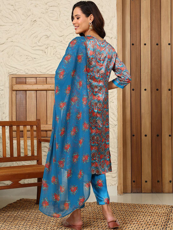 W Women Floral Printed Regular Kurta with Trousers & With Dupatta