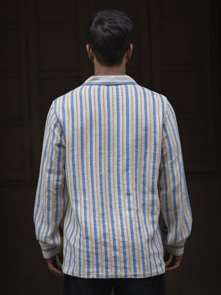Powerlook Men Spread Collar Vertical Striped Cotton Casual Shirt