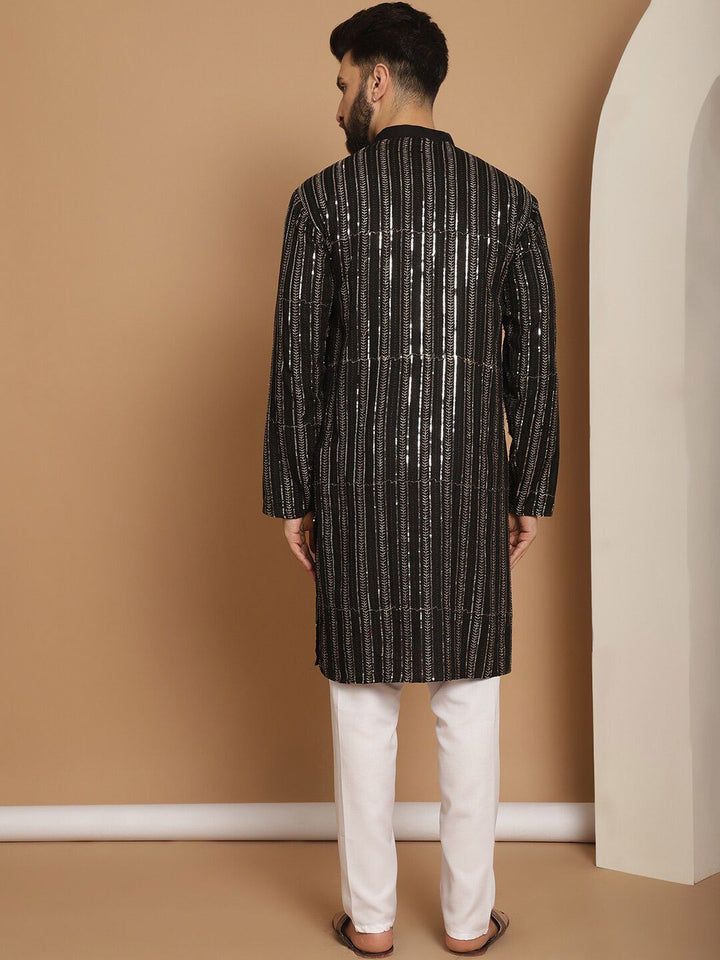 Anouk Embroidered Regular Sequinned Pure Cotton Kurta & Churidar