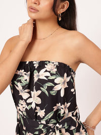 DressBerry Floral Fiesta Printed Strapless Jumpsuit with Belt