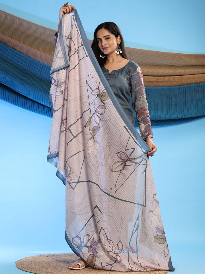 Mamicha Women Printed Regular Pure Cotton Kurta with Palazzos & With Dupatta
