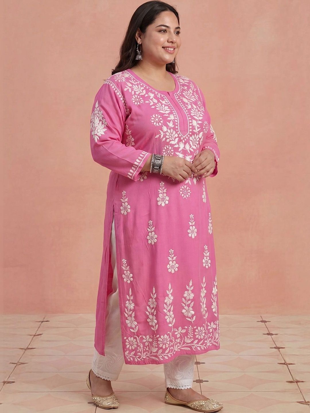 Rumah Wanita Chikankari Sulam Kurta Chikankari