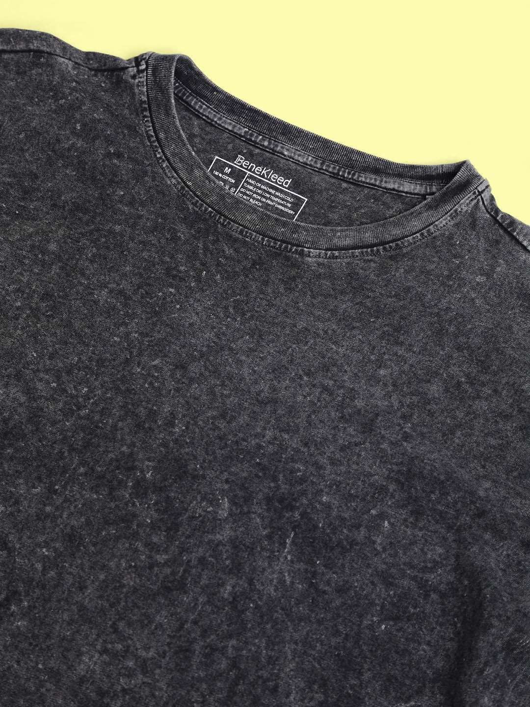 Bene Kleed Men Acid Wash Round Neck Cotton T-shirt