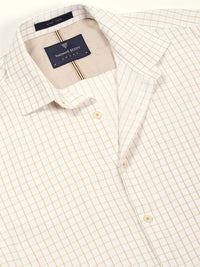 Thomas Scott Men Smart Spread Collar Gingham Checked Cotton Formal Shirt