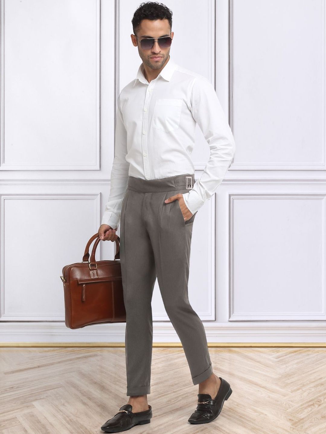 KLOTTHE Lelaki Slim Fit Seluar Pleated Mudah Dicuci