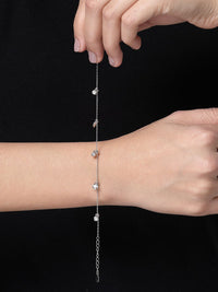 PANASH 925 Sterling Silver Bersalut Rhodium Zirkonia Kubik Gelang Pesona