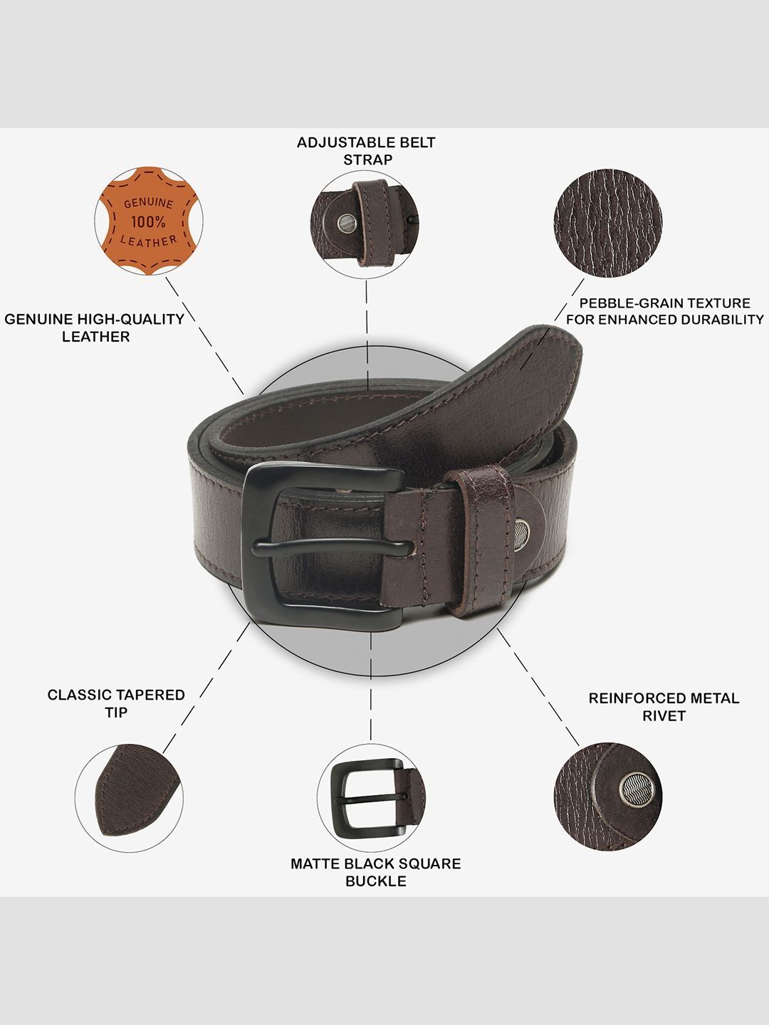 Teakwood Leathers Men Textured Leather Belt