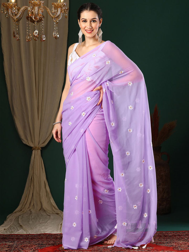 KALINI Floral Embroidered designer Saree with blouse piece