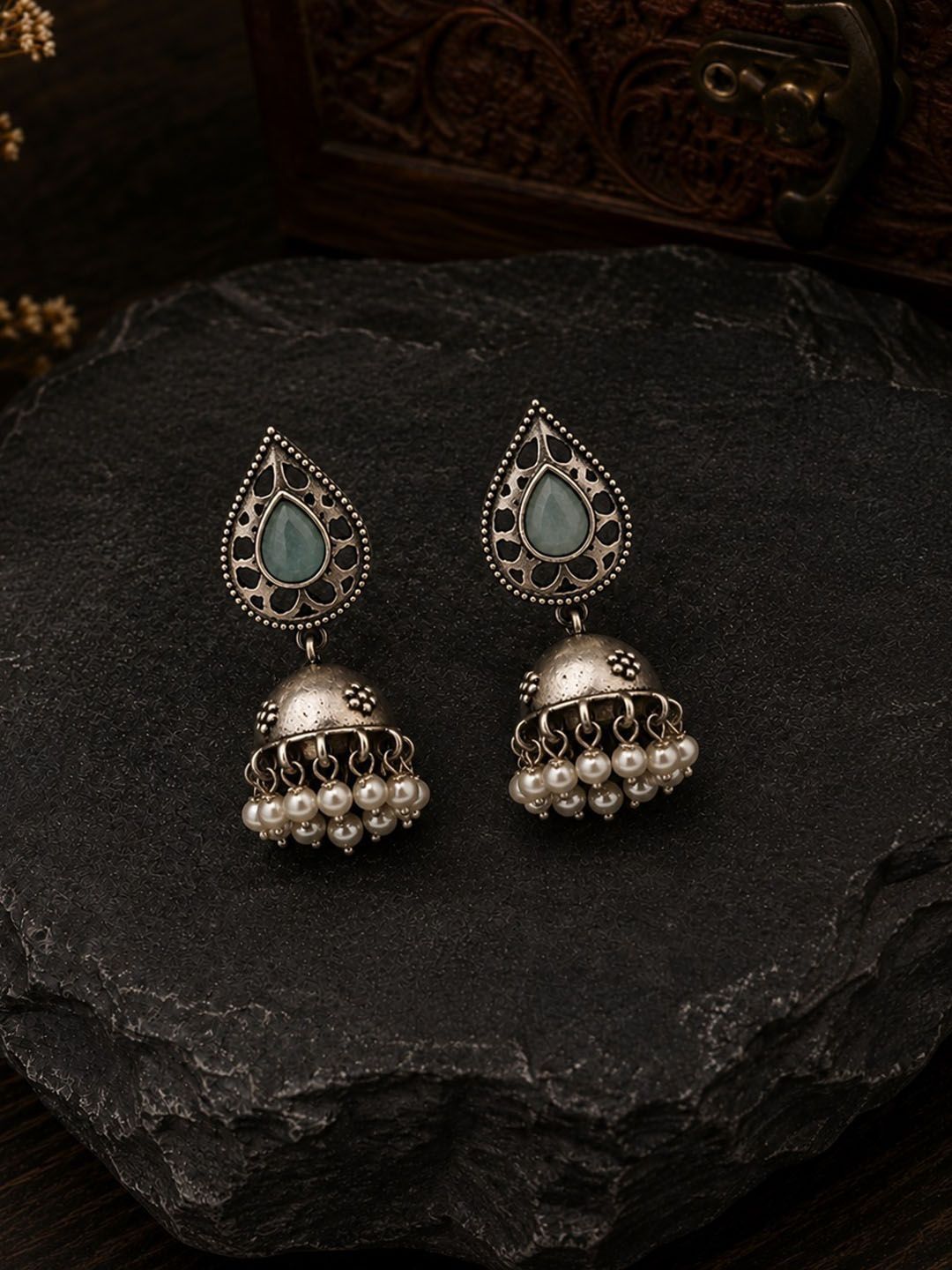 PANASH Teardrop Shaped Jhumkas Earrings