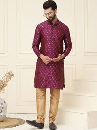 SOJANYA Kurta Kolar Mandarin Rekaan Tenun Geometrik Dengan jaket Churidar & Nehru